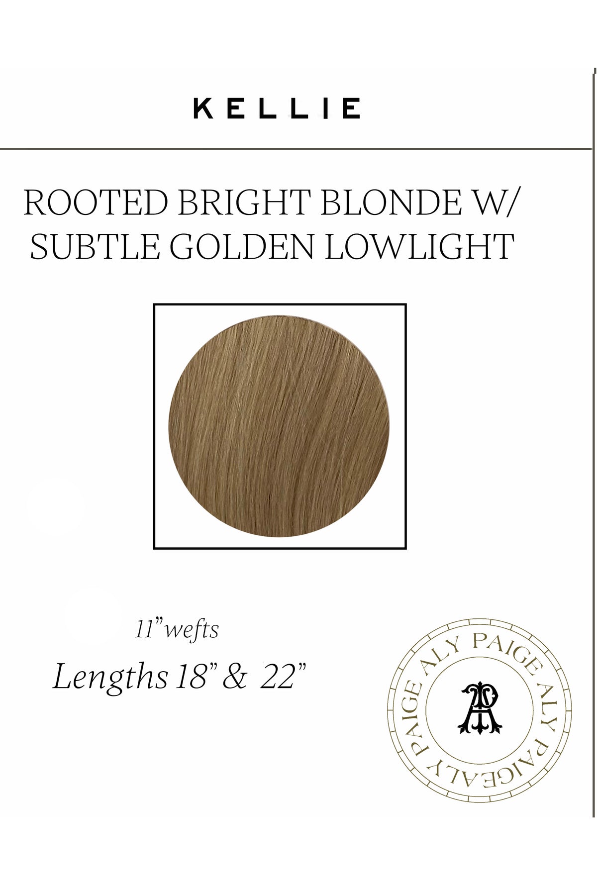 Kellie hair color swatch with description on a white background
